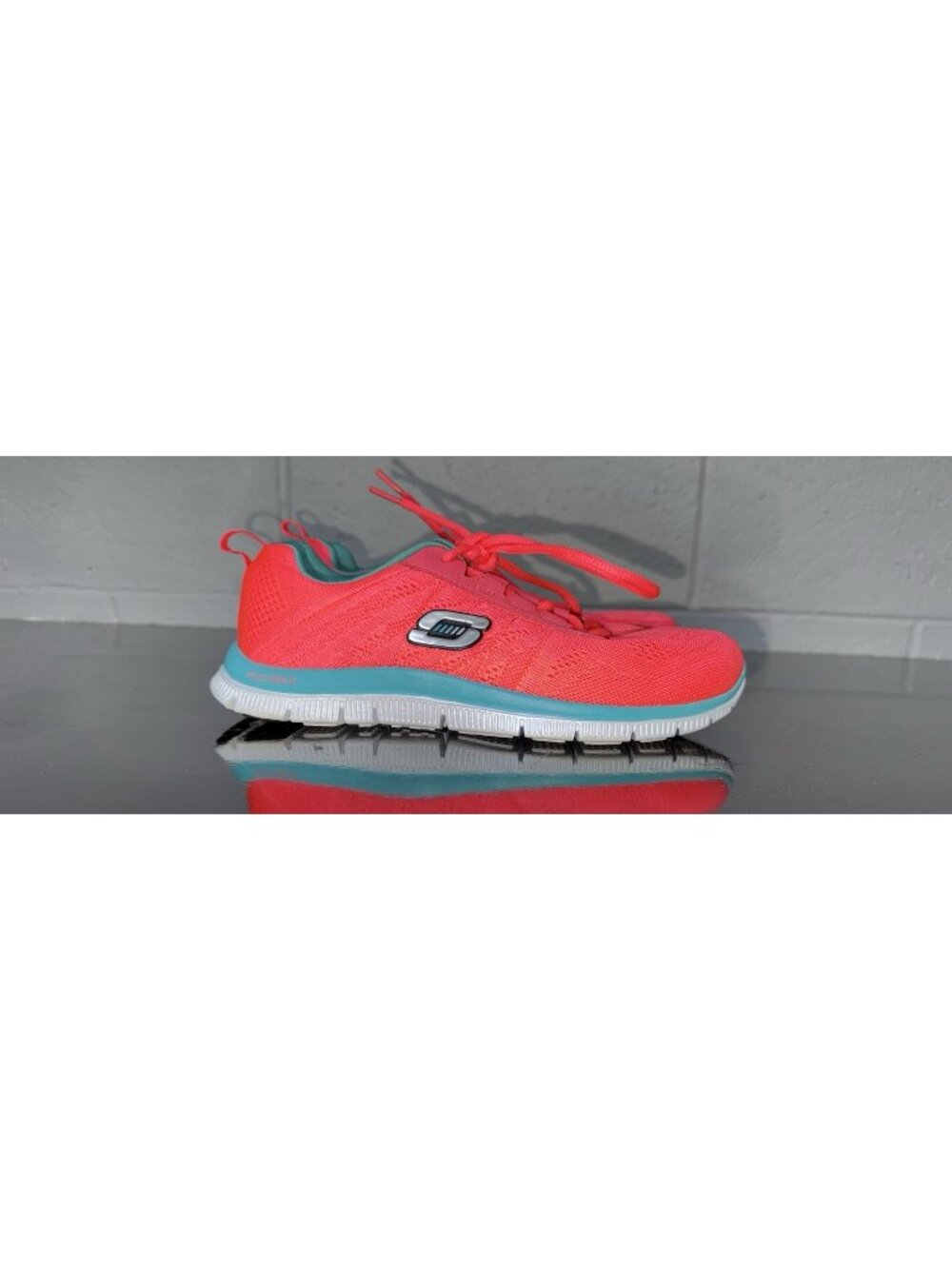 Skechers Flex Appeal Sweet Spot Womens Athletic Walking Shoes Size 7 Pink Blue